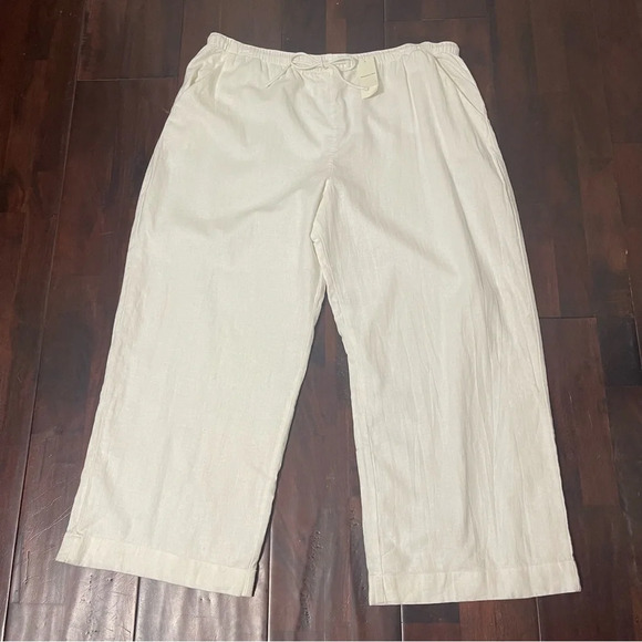 NWT Abercrombie & Fitch Wide Leg Linen Blend Pants Women’s XL Short White - Picture 1 of 12